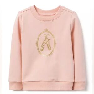 Janie and Jack Girls Pink Juno Valentine Ballerina Slipper Sweatshirt Size 7